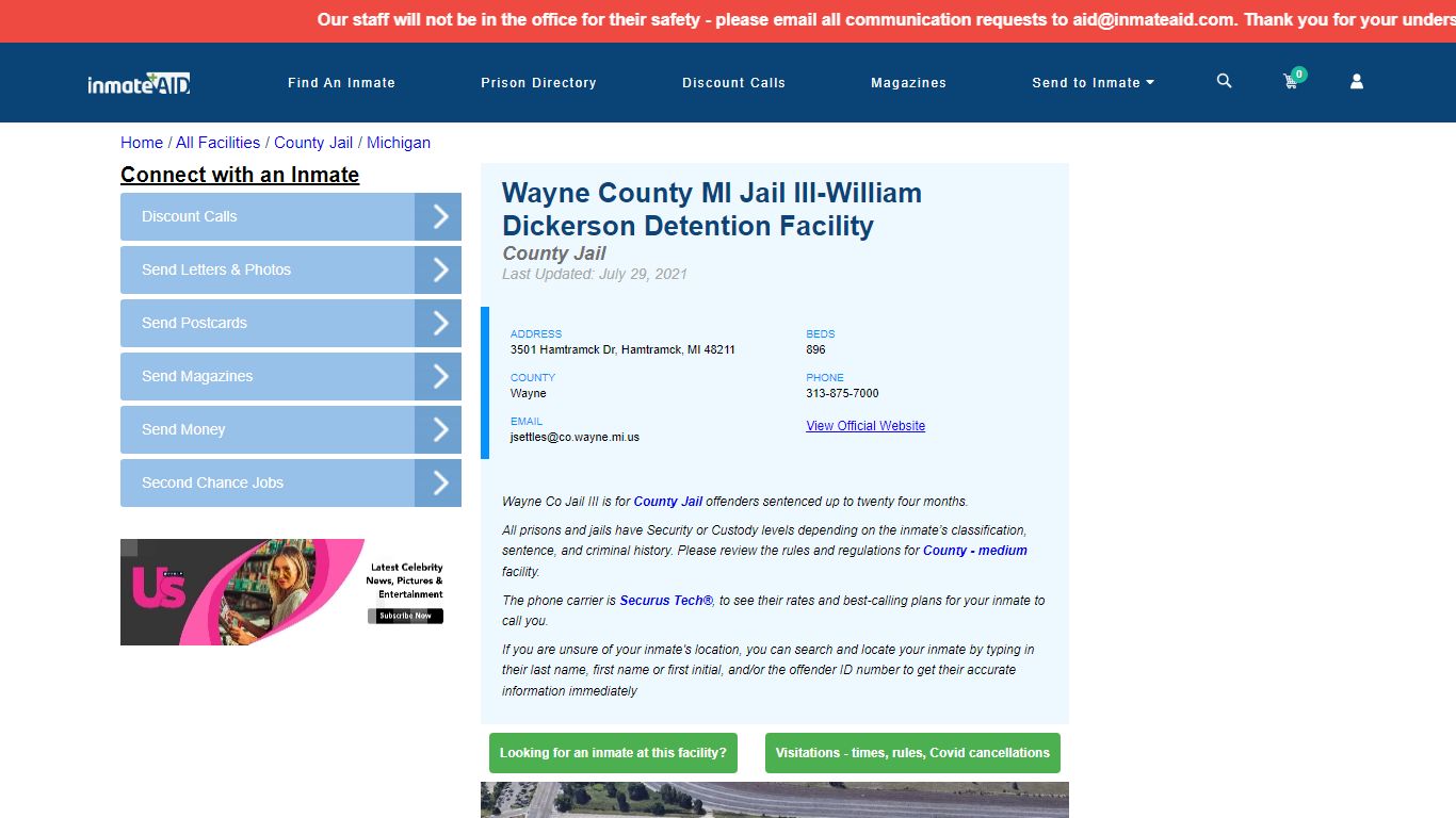 Wayne County MI Jail III-William Dickerson Detention ...