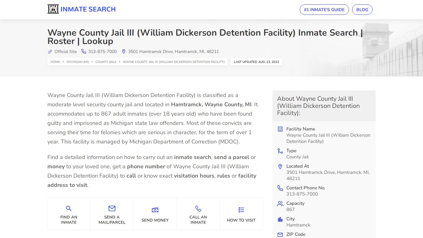 Wayne County Jail III (William Dickerson ... - Inmate Search